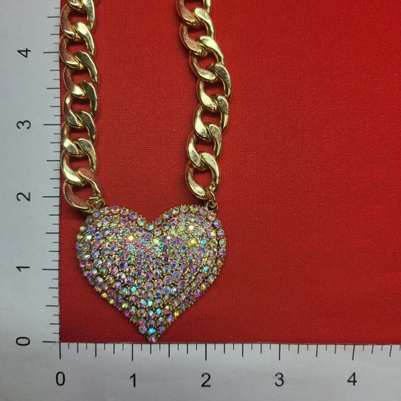 Natasha Gold Plated Micro Pave Heart Cuban Link Necklace - Picture 10 of 12